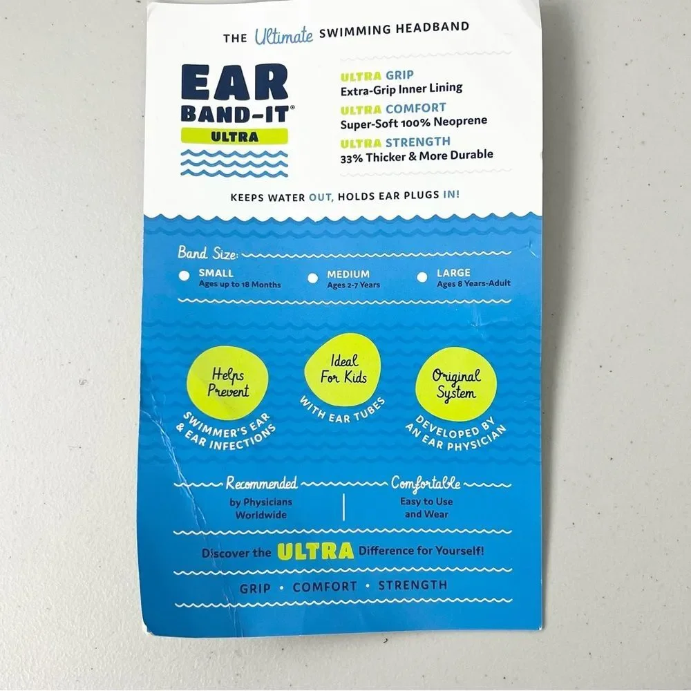 NEW Ear Band-It Ultra Swimming Headband Tie Dye Large Ages 8 Years-Adult